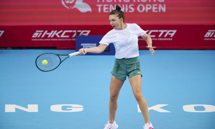 HONG KONG, CHINA - OCTOBER 26: Simona Halep of Romania attends a training session ahead of the 2024 Hong Kong Tennis Ope