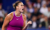 WUHAN, CHINA - OCTOBER 13: Aryna Sabalenka reacts in the Women s Singles Final match against Zheng Qinwen of China on da