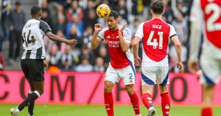 Newcastle United FC v Arsenal FC Arsenal defender William Saliba (2) heads the ball during the Newcastle United FC v Ars