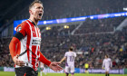 PSV Eindhoven forwarder Luuk de Jong celebrating the goal, during the match PSV - Girona at the Philips stadium for the