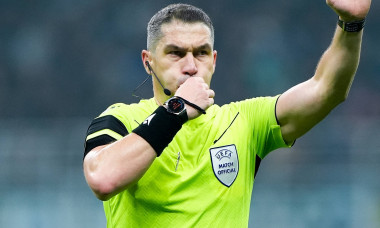 AC Milan v Arsenal - UEFA Champions League 2024/25 Referee Istvan Kovacs gestures during the UEFA Champions League 2024/