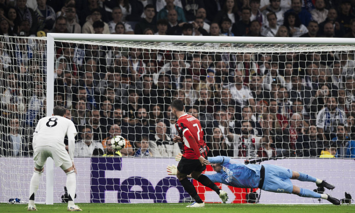 Real Madrid CF v AC Milan - UEFA Champions League Alvaro Morata of AC Milan scores a goal during the UEFA Champions Leag