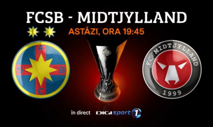 FCSB - Midtjylland, LIVE VIDEO, 19:45, Digi Sport 1. Primul 11 al  roș-albaștrilor! Locul 13 vs. locul 7