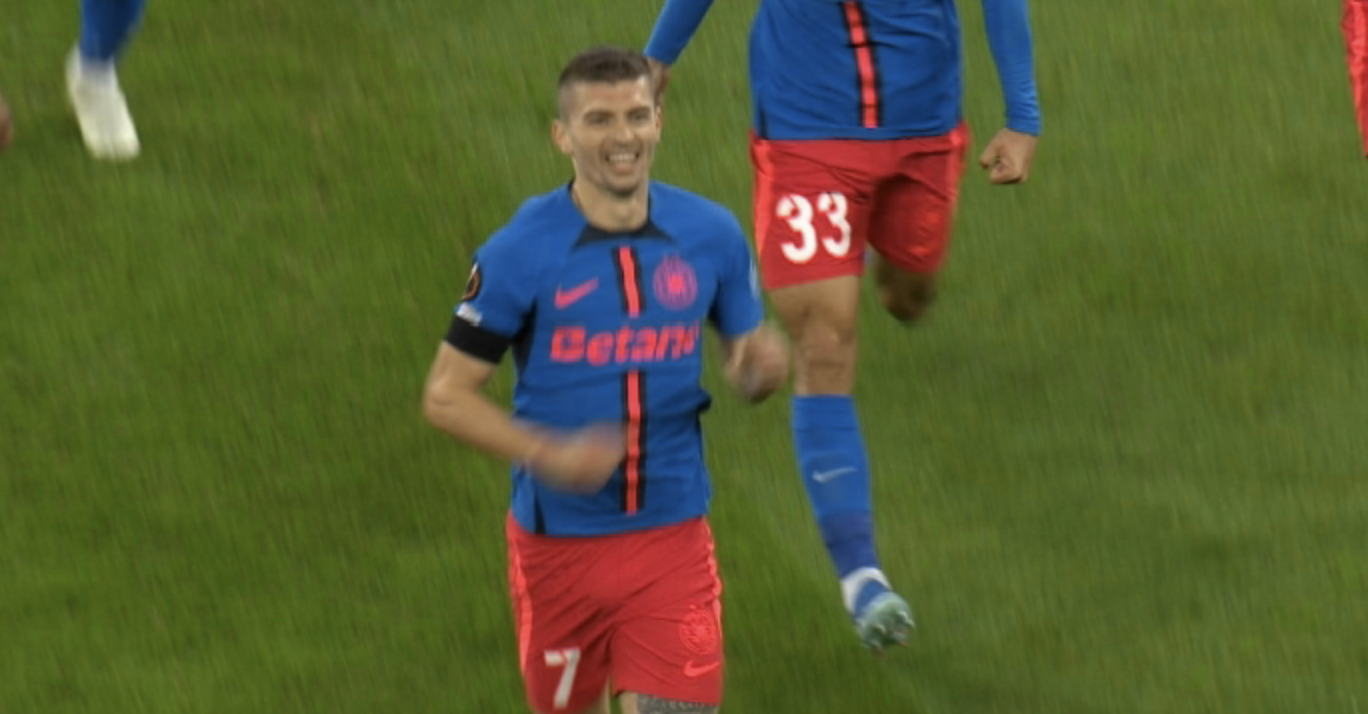 FCSB - Midtjylland 1-0, ACUM pe Digi Sport 1. GOOOL Tănase! Șeptarul roș-albaștrilor, schimbat în minutul 29