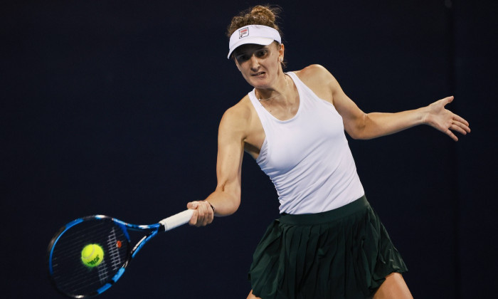 BEIJING, CHINA - SEPTEMBER 28: Irina Camelia Begu of Romania competes in the Women s Singles Round of 64 match against M