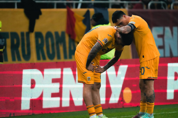 Nations League C, Group C2: Romania vs. Kosovo Dennis Man and Nicolae Stanciu in action during the Nations League C, Gro