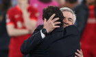 Paris, France. 28th May, 2022. Raul Gonzalez embraces Carlo Ancelotti Head coach of Real Madrid following the final whistle of the UEFA Champions League match at Stade de France, Paris. Picture credit should read: Jonathan Moscrop/Sportimage Credit: Sport