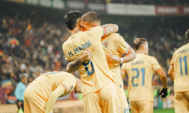 Nations League C, Group C2: Romania vs. Cyprus Daniel Birligea scores and celebrates with his teammates during the Natio