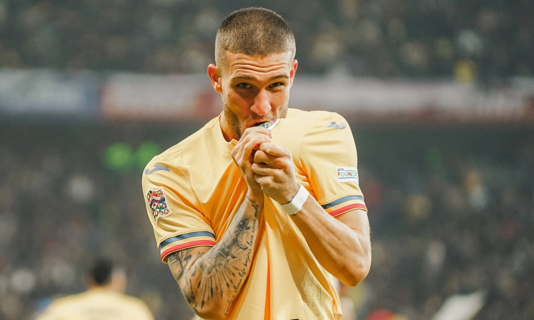 Nations League C, Group C2: Romania vs. Cyprus Daniel Birligea scores and celebrates during the Nations League C, Group