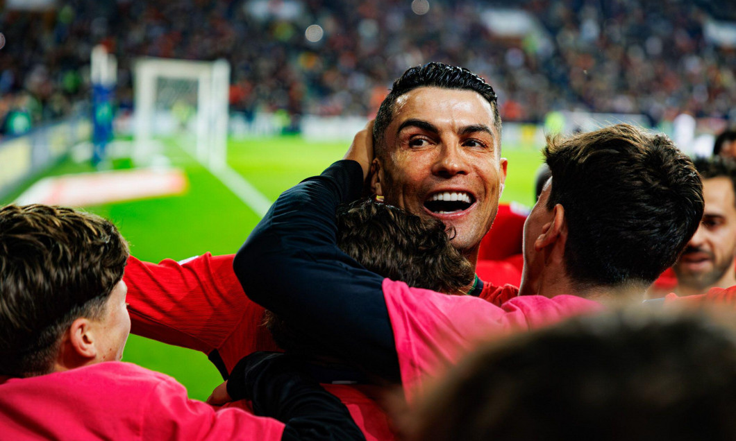 Porto, Portugal. 15th Nov, 2024. Cristiano Ronaldo (Portugal) celebrates after scoring a goal during UEFA Nations League game between national teams of Portugal and Poland at Estadio do Dragao. (UEFA Nations League 24/25) Final Score : Portugal 5 : 1 Pola