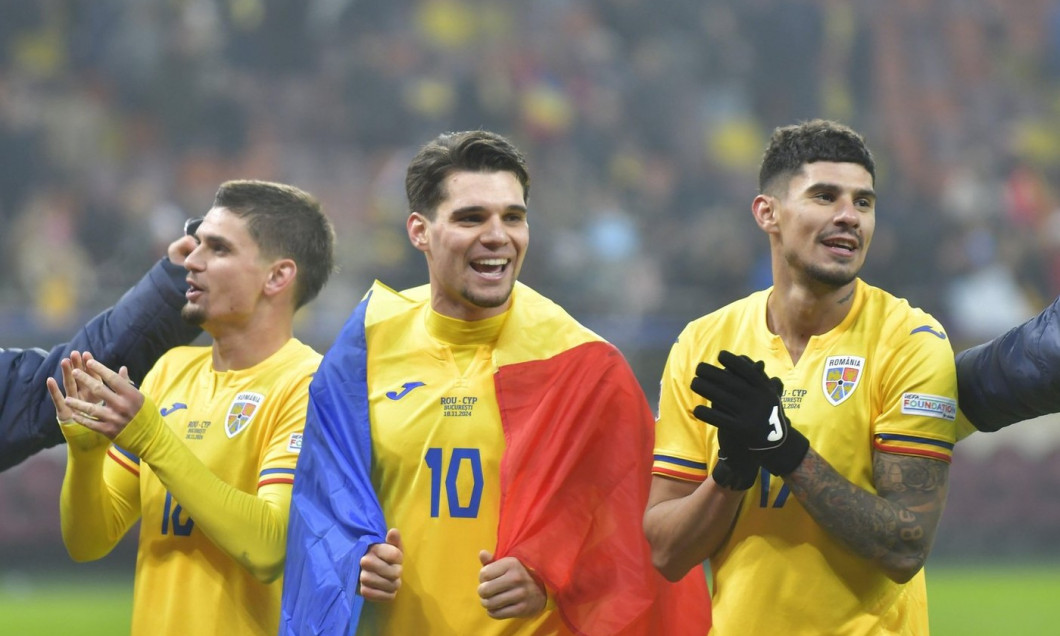 Razvan Marin , Ianis HAGI and Florinel Coman during UEFA Nations League game Romania vs Cyprus , 18.11.2024 , Bucharest , Romania