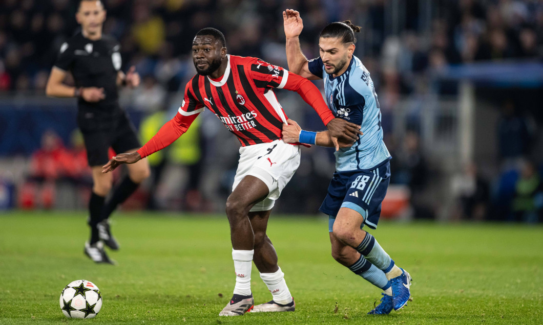 Youssouf Fofana and Kyriakos Savvidis during UEFA Champions league match, SK Slovan Bratislava - AC Milan , 26. november