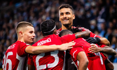 MALMÖ FF - OLYMPIACOS FC Ayoub El Kaabi, Gelson Martins, Rodinei, David Carmo Christos Mouzakitis after the goal of Olym