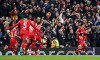 Alexis Mac Allister of Liverpool celebrates his goal with teammates to make it 1-0 during the UEFA Champions League, League Phase MD5 Liverpool v Real Madrid at Anfield, Liverpool, United Kingdom, 27th November 2024(Photo by Mark Cosgrove/News Images)