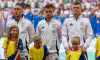 l-r: David Raum 3 (Deutschland), Joshua Kimmich 6 (Deutschland), Toni Kross 8 (Deutschland), Spanien vs. Deutschland, Fu