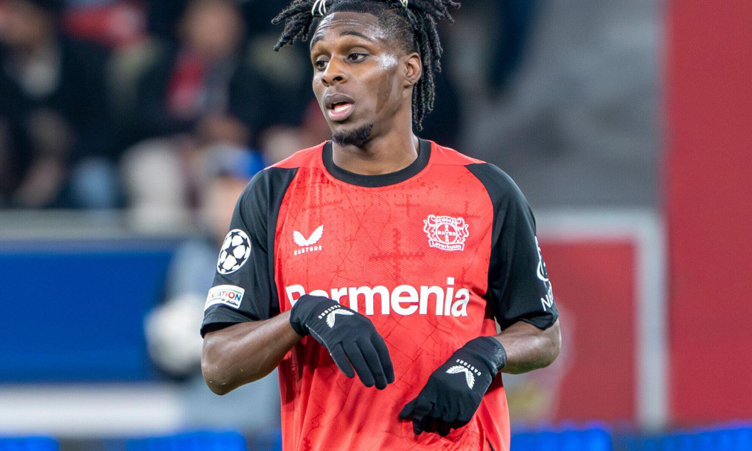 Leverkusen, Deutschland. 26th Nov, 2024. Jeremie Frimpong (Bayer 04 Leverkusen, #30) 26.11.2024, Fussball: Bayer 04 Leverkusen - FC Salzburg, UEFA Champions League, Saison 2024 2025, Spieltag 5 Credit: dpa/Alamy Live News