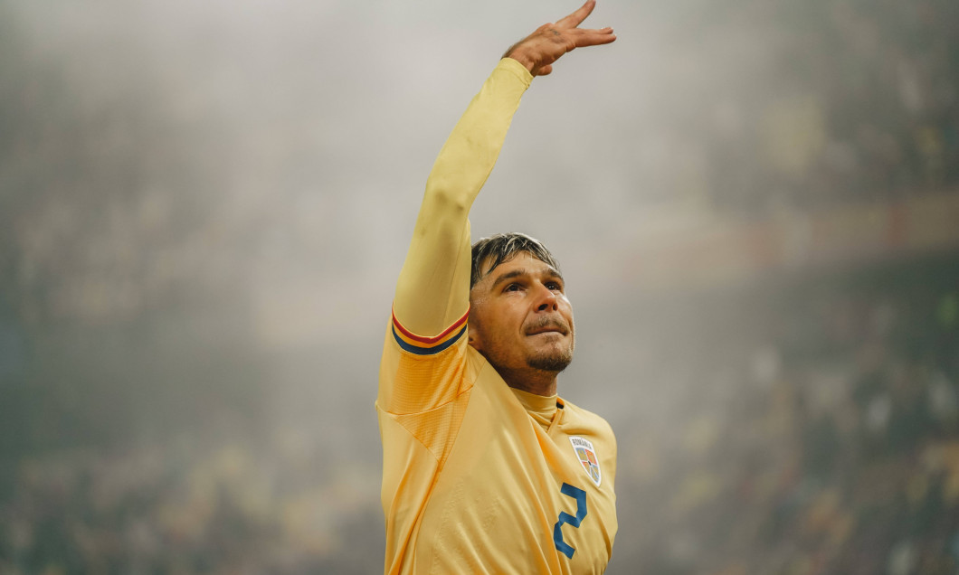 Nations League C, Group C2: Romania vs. Cyprus Andrei Ratiu celebrates with the fans in attendance after the Nations Lea