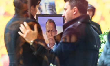 Bucharest, Romania. 3rd Dec, 2024: Alexandra Duckadam during a vigil for her husband, former European Cup-winning hero goalkeeper of Steaua Bucharest Helmut Duckadam, died at 65, held at National Arena. Duckadam was nicknamed "The Hero of Seville" due to