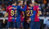 Real Madrid CF vs FC Barcelona, Barca - La Liga EA Sports 2024/25 FC Barcelona players (from L to R) Robert Lewandowski,