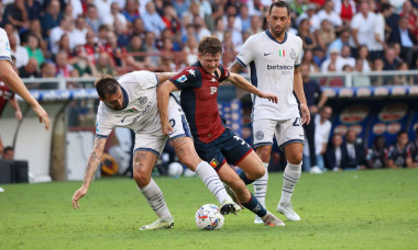 Serie A, Day 1, Genova, Stadio Ferraris, 17-08-2024, Genoa - Inter, in the photo: Acerbi and Frendrup during Genoa CFC vs Inter - FC Internazionale, Italian soccer Serie A match in Genoa, Italy, August 17 2024