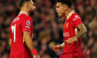 Anfield, Liverpool on Saturday 14th December 2024. Liverpool's Mohamed Salah and Luis Diaz during the Premier League match between Liverpool and Fulham at Anfield, Liverpool on Saturday 14th December 2024. (Photo: Steven Halliwell | MI News) Credit: MI Ne