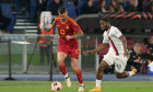 18th April 2024, Stadio Olimpico, Roma, Italy; Uefa Europa League - Quarter Finals - 2nd Leg Football; Roma versus Milan; Leonardo Spinazzola of AS Roma, Yunus Musah of AC Milan