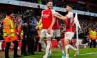 Arsenal v Brentford Premier League 09/03/2024. Goal 1-0 Declan Rice (41) of Arsenal scores a goal and celebrates during