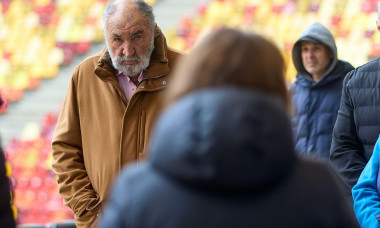 Bucharest, Romania. 3rd Dec, 2024: Former tennis great Ion Tiriac (L) attends a vigil for former European Cup-winning hero goalkeeper of Steaua Bucharest Helmut Duckadam, died at 65, held at National Arena. Duckadam was nicknamed "The Hero of Seville" due