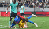 Bucharest, Romania. 1st Sep, 2024: Joyskim Dawa (top) of FCSB falls over UTA goalkeeper Robert Popa during the football match between FCSB and UTA Arad in the 8th round of Superliga, the first league of the Romanian 2024-2025 football championship, at the