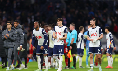 Tottenham Hotspur Stadium, London, UK. 1st Dec, 2024. Premier League Football, Tottenham Hotspur versus Fulham; Destiny Udogie, Will Lankshear and Radu Dragusin of Tottenham Hotspur thanking the fans after the match. Credit: Action Plus Sports/Alamy Live