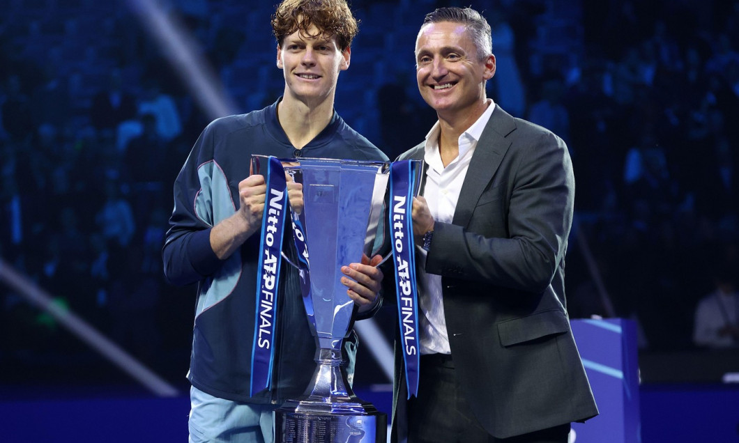 Torino, Italy. 17th Nov, 2024. Torino, 17/11/2024 - ATP Finals - Finale Maschile - Jannik Sinner-Taylor Fritz - Nella foto: Jannik Sinner e Andrea Gaudenzi Credit: Marco Canoniero/Alamy Live News