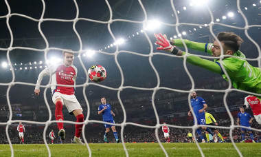 Arsenal's Martin Odegaard (left) scores their side's third goal of the game during the UEFA Champions League, league stage match at the Emirates Stadium, London. Picture date: Wednesday January 22, 2025.