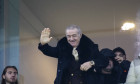 George Becali the FCSB team owner saluting the fans