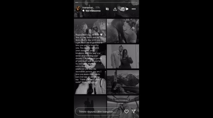 Mesajul postat de Ioana Stan de ziua de naștere a lui Radu Drăgușin / Foto: Instagram @ioanastan_
