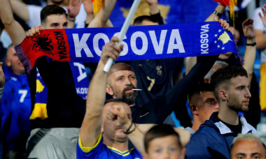 Kosovo fans in the stands at the end of the UEFA Nations League match at the Fadil Vokrri Stadium in Pristina, Kosovo. Picture date: Thursday June 9, 2022.