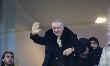 George Becali the FCSB team owner saluting the fans