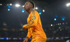 Goal 2-2 Vinicius Junior #7 of Real Madrid CF celebrates Brahim Diaz #21 of Real Madrid CF scoring a goal during the UEFA Champions League 2024/25 Knockout Phase Play Off 1st Leg match between Manchester City and Real Madrid at the Etihad Stadium, Manche