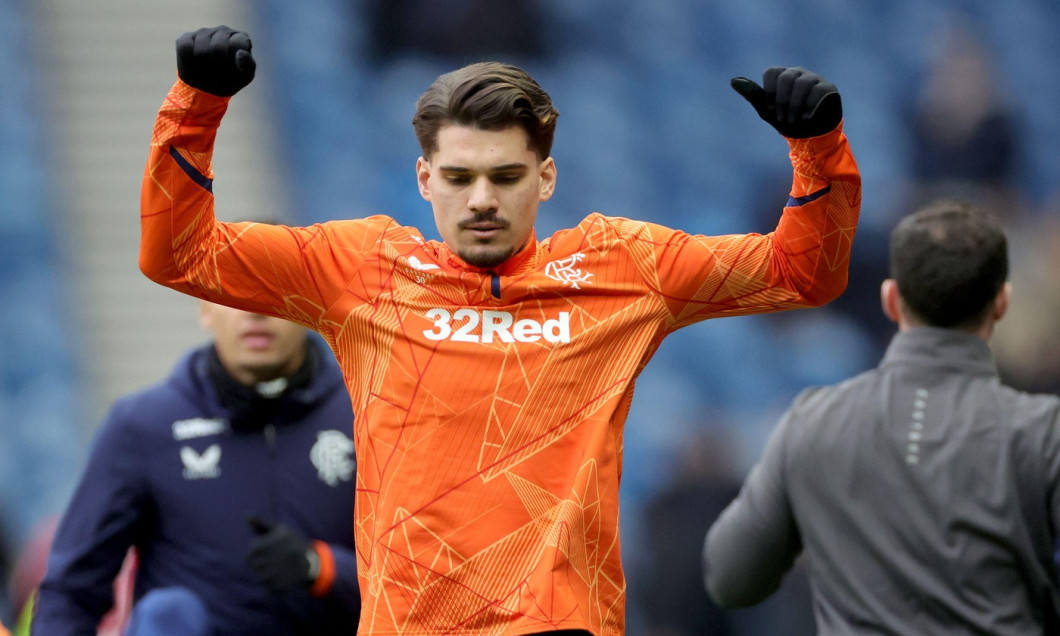 Rangers’ Ianis Hagi warms up ahead of the Scottish Gas Men's Scottish Cup fifth round match at Ibrox Stadium, Glasgow. Picture date: Sunday February 9, 2025.