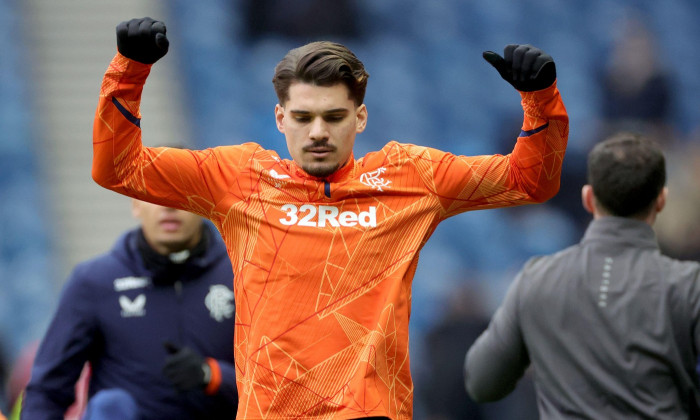 Rangers’ Ianis Hagi warms up ahead of the Scottish Gas Men's Scottish Cup fifth round match at Ibrox Stadium, Glasgow. Picture date: Sunday February 9, 2025.