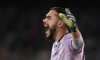 Naples, Italy. 9th Feb, 2025. Răzvan Sava of Udinese Calcio gestures during the Serie A match between SSC Napoli and Udinese Calcio at Diego Armando Maradona Stadium in Naples, Italy on February 9, 2025. Credit: Nicola Ianuale/Alamy Live News