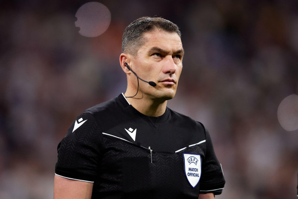 MADRID, SPAIN - OCTOBER 22: Referee Referee Istvan Kovacs during the UEFA Champions League 2024/25 League Phase MD3 match between Real Madrid C.F. and Borussia Dortmund at Estadio Santiago Bernabeu on October 22, 2024 in Madrid, Spain. (Photo by QSP)
