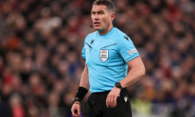 Referee Istvan Kovacs during the Liverpool FC v Paris Saint-Germain F.C UEFA Champions League, Round of 16, 2nd Leg match at Anfield, Liverpool, England, United Kingdom on 11 March 2025 Credit: Jake Kirkman/Every Second Media