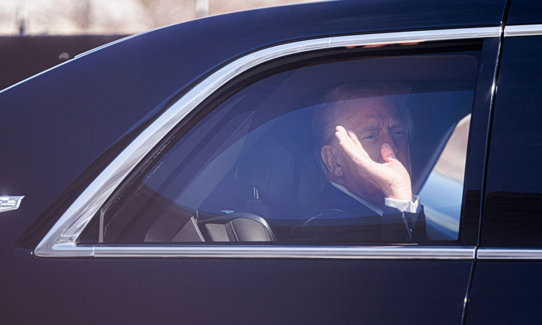 United States President Donald J Trump waves goodbye after departing an event outside the Capitol Building in Washington DC, on Wednesday, March 12, 2025 Photo by Aaron Schwartz / CNP/ABACAPRESS.COM