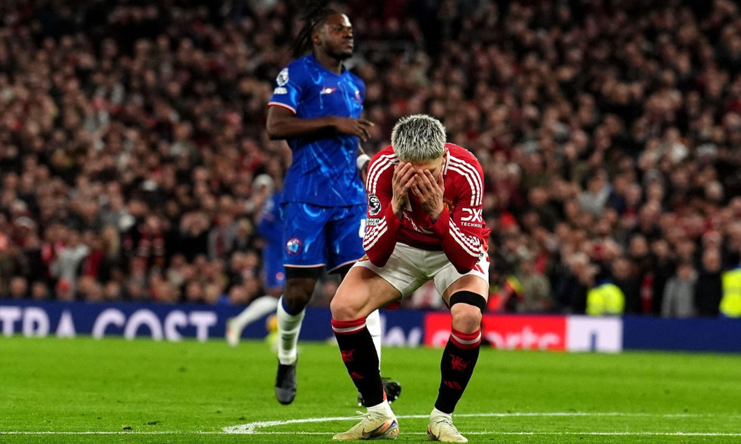 Manchester United's Alejandro Garnacho rues a missed chance during the Premier League match at Old Trafford, Manchester. Picture date: Sunday November 3, 2024.