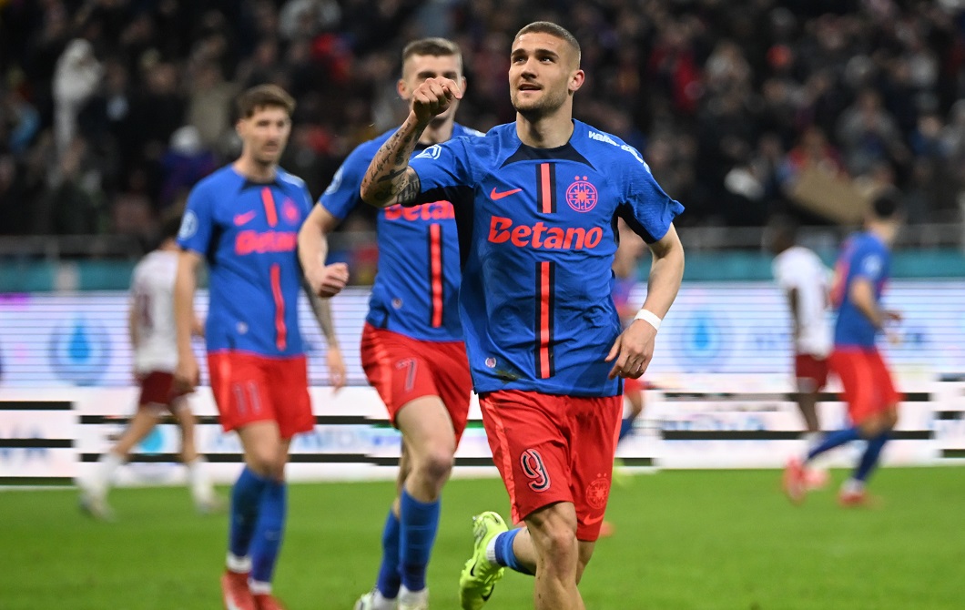 Gestul lui Bîrligea după golul marcat în FCSB - Rapid. A fost singurul ”roș-albastru” care a făcut asta