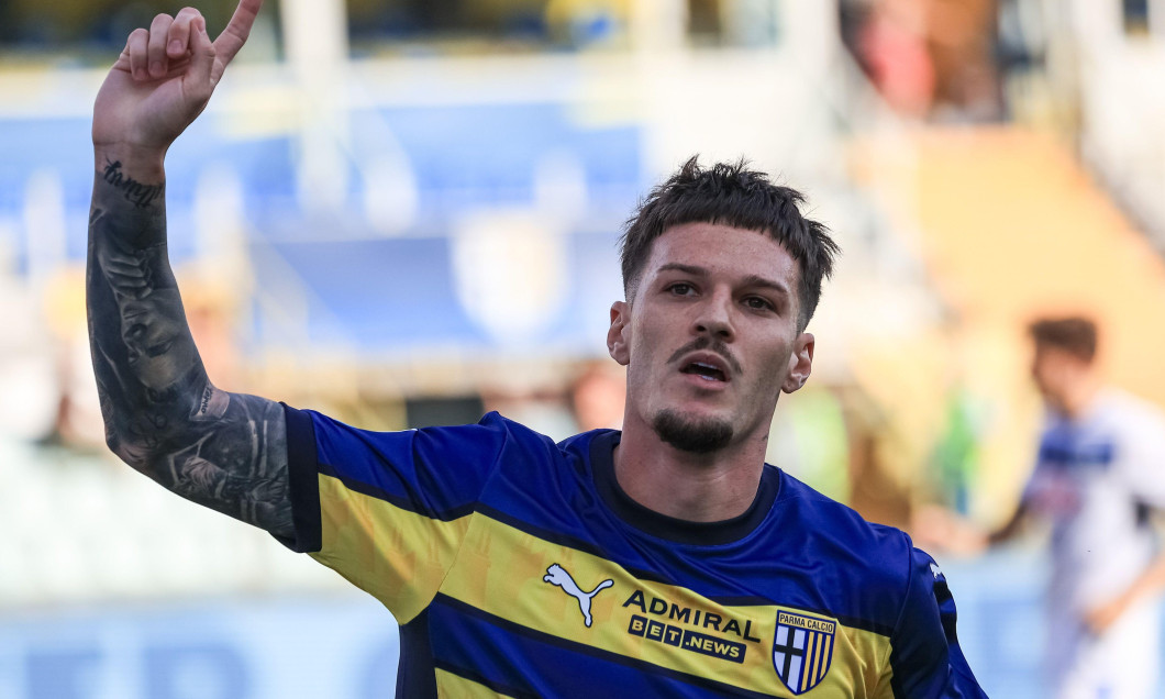 Dennis Man (Parma Calcio) rejoices after first goal during Parma Calcio vs Atalanta BC, Friendly football match in Parma, Italy, August 04 2024