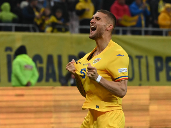 Daniel Birligea se bucura dupa un gol marcat in meciul de fotbal dintre Romania si Cipru, contand pentru Liga Natiunilor