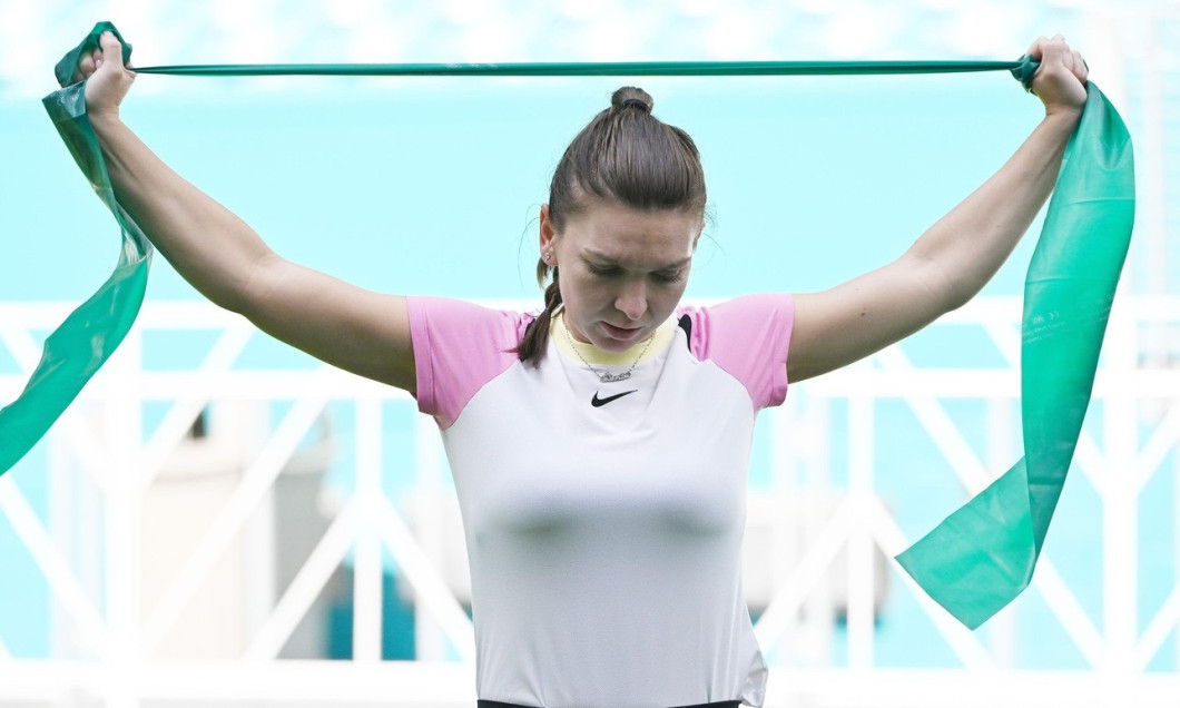 Miami Gardens FL, USA. 15th Mar, 2024. Simona Halep is seen on the practice court during the 2024 Miami Open at Hard Rock Stadium on March 15, 2024 in Miami Gardens, Florida. Credit: Mpi04/Media Punch/Alamy Live News