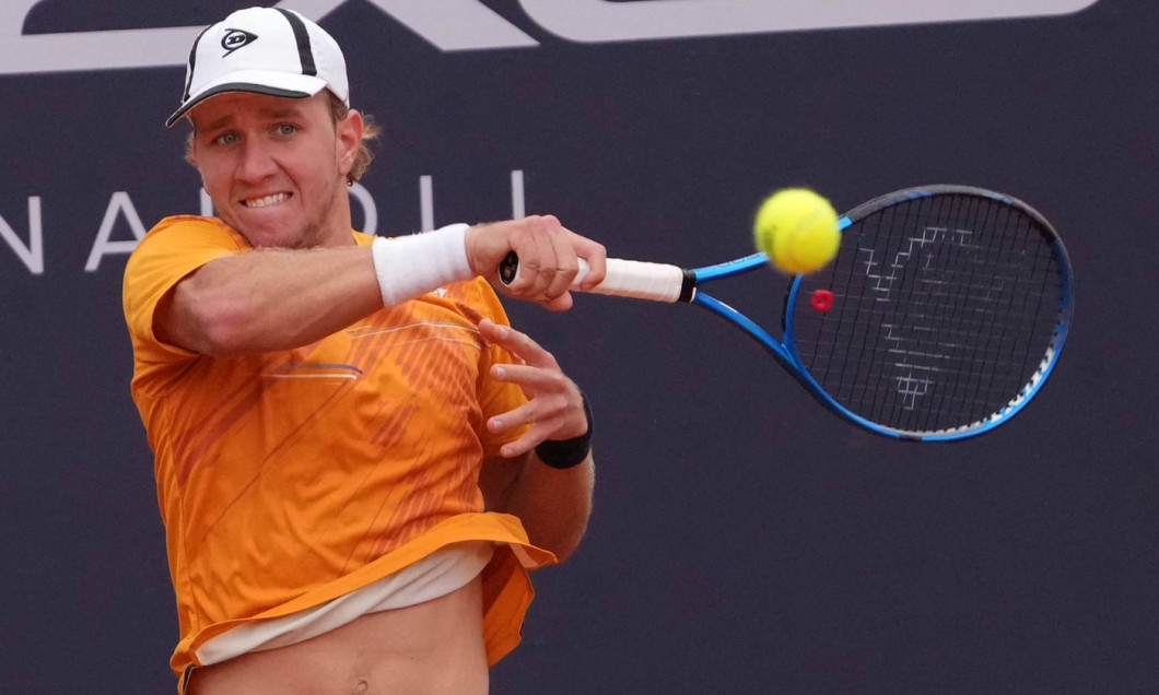 NAPLES, ITALY - MARCH 27 : Filip Cristian Jianu during the ATP, Tennis Herren Challenger Tour match between Filip Cristi