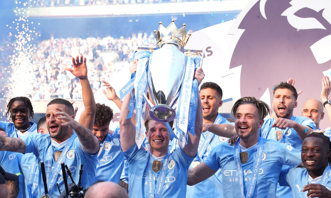 File photo dated 19-05-2024 of Manchester City's Kevin De Bruyne lifts the Premier League trophy with team-mates. Kevin De Bruyne will leave Manchester City at the end of the season, the midfielder has announced on X. Issue date: Friday April 4, 2025.